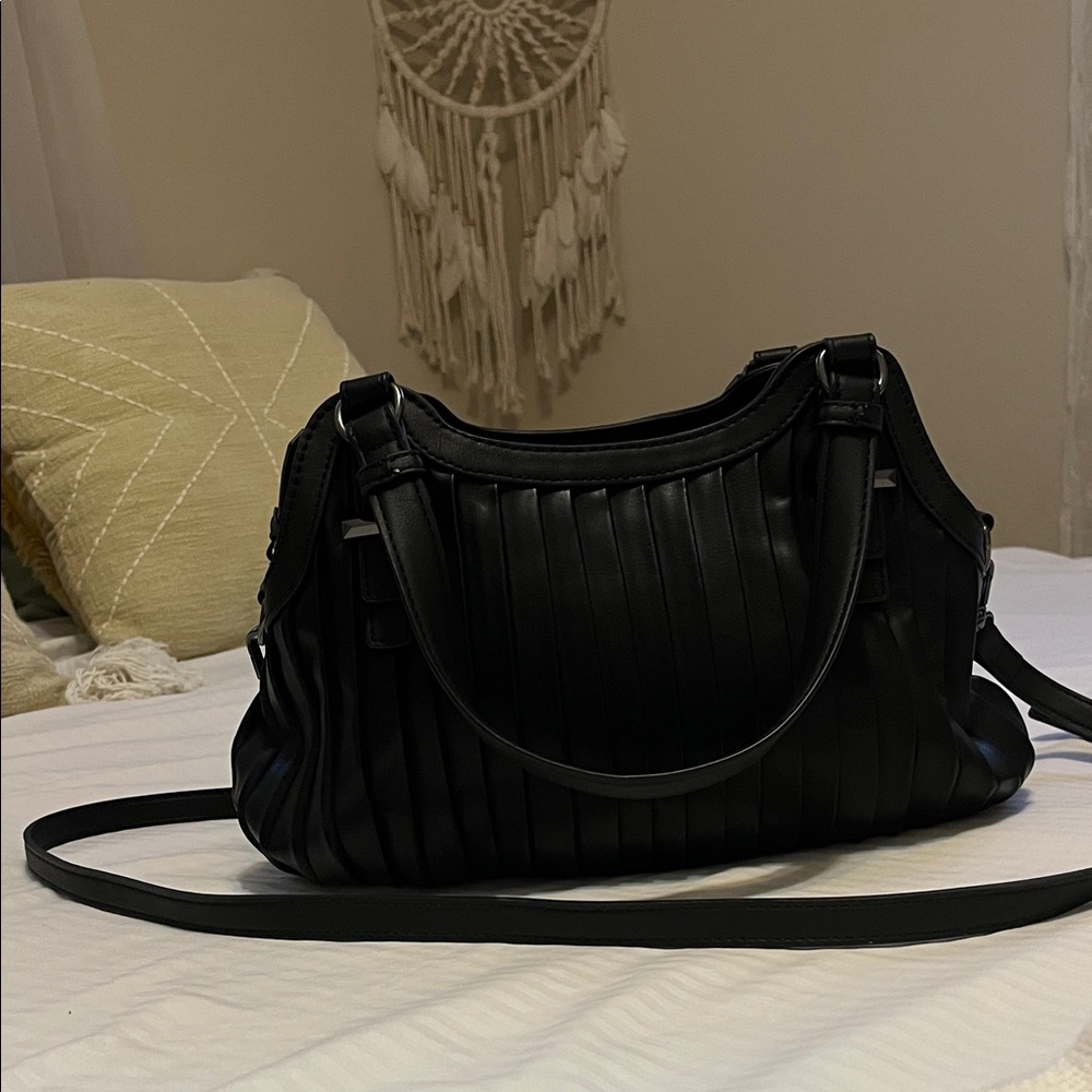 Simply Vera Vera Wang Black Pleated Shoulder Bag